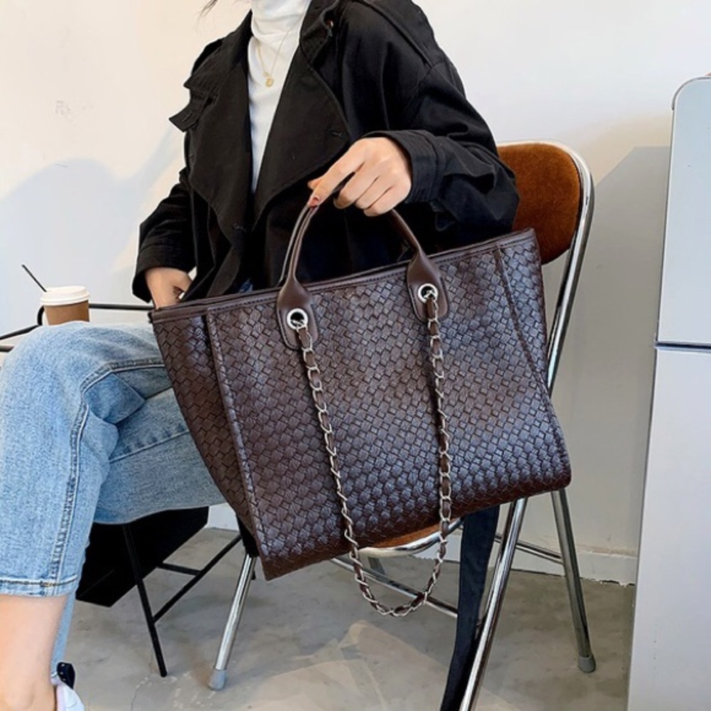 Deep Brown Leather Tote Bag